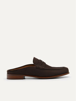 Dark Brown Men's Pedro Blake Leather Slip-On Loafers | QWJBLK-426