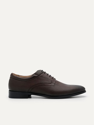 Dark Brown Men's Pedro Embossed Leather Derby Shoes | JWEZGH-167