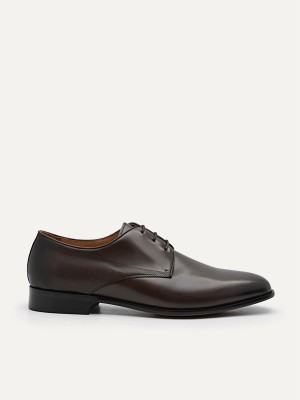 Dark Brown Men's Pedro Harisson Leather Derby Shoes | PKFHON-592