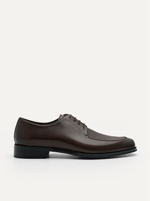 Dark Brown Men's Pedro Leather Derby Shoes | PMHZWC-359