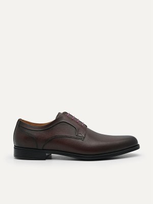 Dark Brown Men's Pedro Leather Derby Shoes | HFXIUG-048