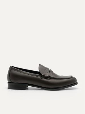 Dark Brown Men's Pedro Leather Penny Loafers | XVRLIC-796