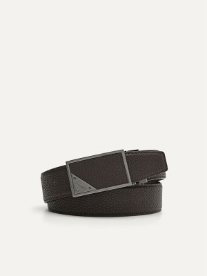 Dark Brown Men's Pedro Leather Reversible Tang Belt | TPJNQR-641