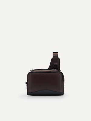 Dark Brown Men's Pedro Riz Sling Bag | UQHWNB-905