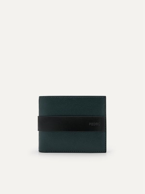 Dark Green Men's Pedro Embossed Leather Coin Bifold Wallet | IWLOMA-843