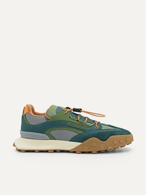 Dark Green Men's Pedro Node Sneakers | UHJKTB-642