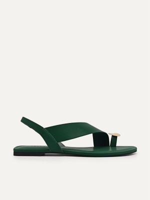 Dark Green Women's Pedro Demi Toe Loop Sandals | OGLFPK-902