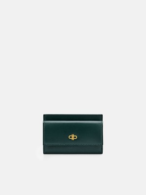 Dark Green Women's Pedro Icon Leather Card Holder | KVYOQA-807