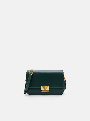 Dark Green Women's Pedro Studio Pixel Leather Shoulder Bags | CUBOJK-439