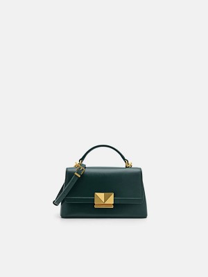 Dark Green Women's Pedro Studio Pixel Leather Mini Shoulder Bags | QLBOSI-309