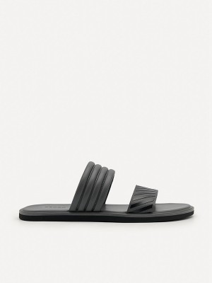 Dark Grey Men's Pedro Band Slides | BKWOQA-735