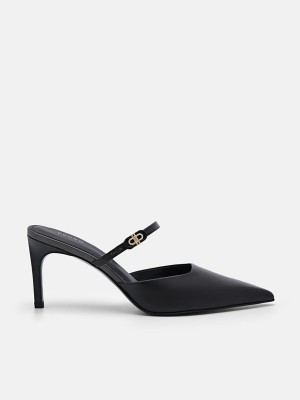 Dark Grey Women's Pedro Icon Leather Pumps | MKFVXO-108