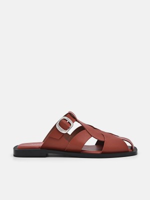 Dark Red Women's Pedro Eden Caged Sandals | OWRJPB-320