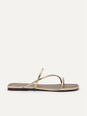 Gold Women's Pedro Gwyneth Strappy Flats | HGCBLD-437