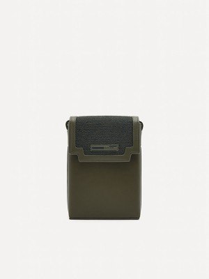 Green Men's Pedro Leather Mini Pouches | DFBOLE-619