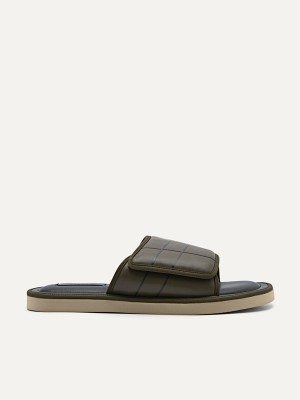 Green Men's Pedro Microfiber Slides | HXMGTW-954