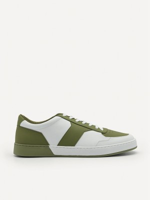 Green Men's Pedro Mono Stride Court Sneakers | MHUTBS-738