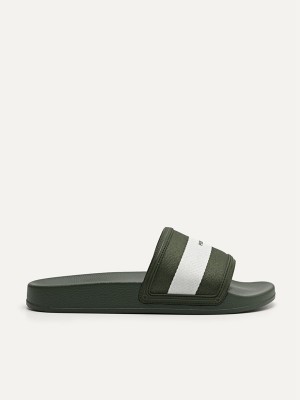 Green Men's Pedro Nylon Fabric Banded Slides | QECWNT-698