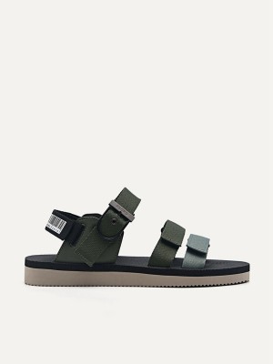 Green Men's Pedro Strap Barcode Sports Sandals | KHVAJQ-293