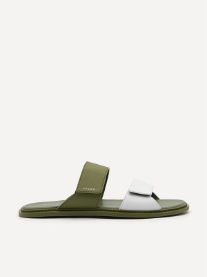 Green Men's Pedro Stride Slides | HSYZQJ-097