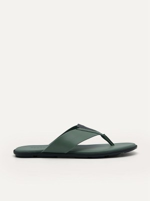 Green Men's Pedro Synthetic Leather Thong | IYOLXB-308