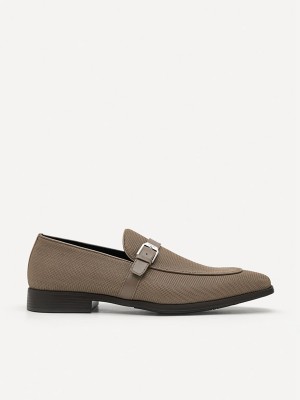 Grey Brown Men's Pedro Brando Leather Loafers | SYXDBM-703