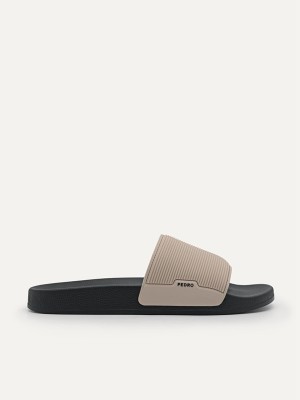 Grey Brown Men's Pedro Brye Slides | QNIMKO-378