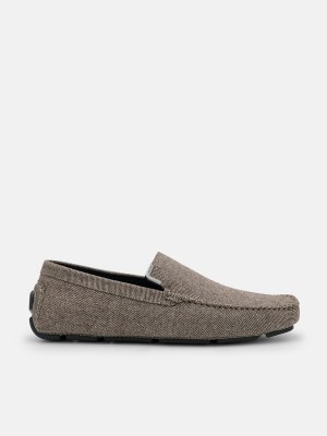 Grey Brown Men's Pedro Fabric Moccasins | COEFGT-621