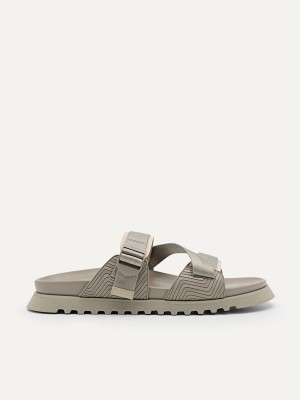 Grey Brown Men's Pedro Nylon Strap Sandals | UNEPLY-270