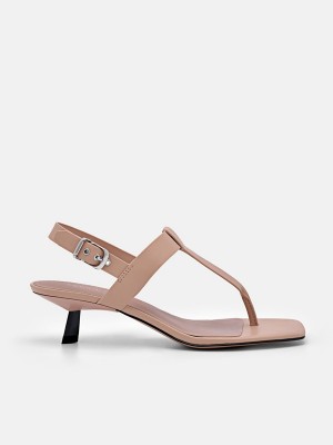 Grey Brown Women's Pedro Helix Heels Sandals | NBWLHD-017