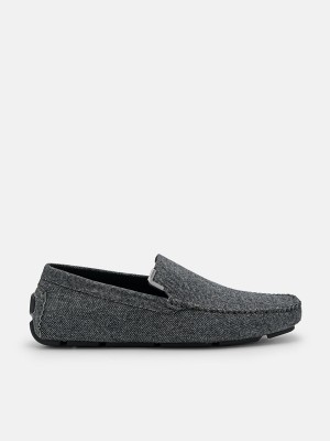 Grey Men's Pedro Fabric Moccasins | UXGKEZ-179