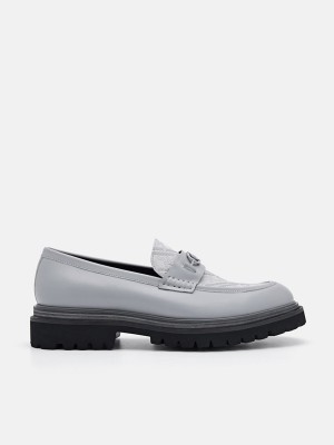 Grey Men's Pedro Icon Leather Loafers | XENMBR-536