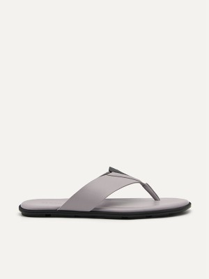 Grey Men's Pedro Synthetic Leather Thong | GJLEQV-643