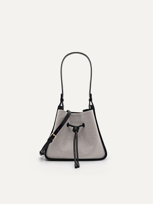 Grey Women's Pedro Yasmin Linen Bucket Bags | XAIYGN-501