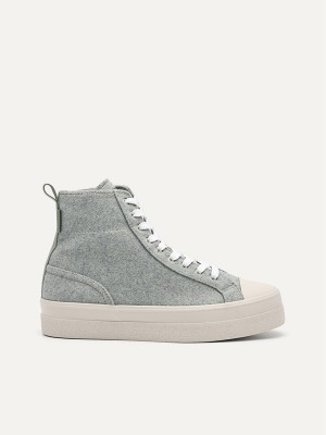 Light Green Women's Pedro Felt High Top Sneakers | ZUERAW-763