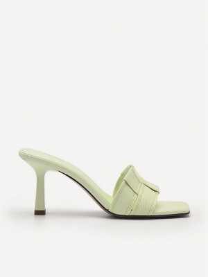 Light Green Women's Pedro Ibiza Woven Heels Sandals | RGNMKI-859