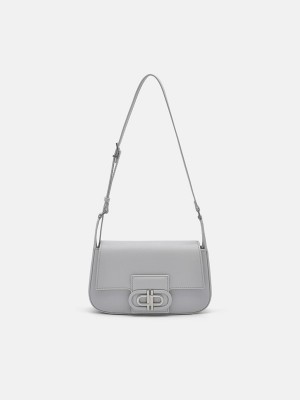 Light Grey Women's Pedro Icon Leather Shoulder Bags | CHDWMT-789