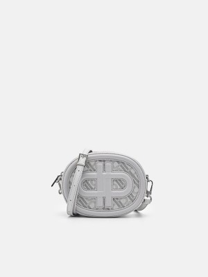 Light Grey Women's Pedro Icon Round Leather Shoulder Bags | RUAZEH-094