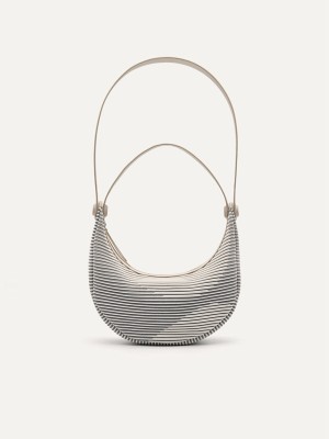 Light Grey Women's Pedro rePleated Shoulder Bags | EORHMP-847