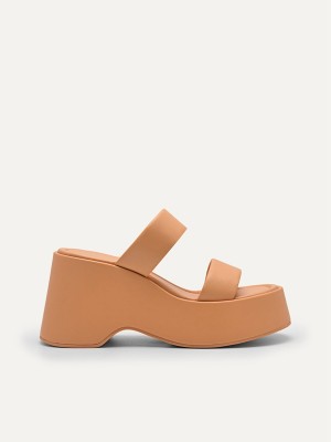 Light Orange Women's Pedro Bianca Wedge Sandals | JOKPEH-398