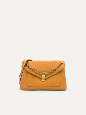 Mustard Women's Pedro Pinto Envelope Shoulder Bags | JYBWQN-639