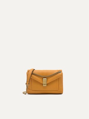 Mustard Women's Pedro Pinto Mini Envelope Shoulder Bags | NVGOFL-163