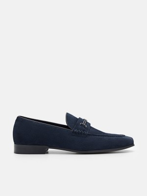 Navy Men's Pedro Anthony Leather Loafers | PWGEKN-603