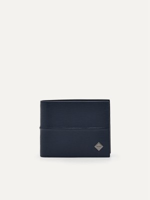 Navy Men's Pedro Embossed Leather with Insert Bifold Wallet | HRYWTC-281