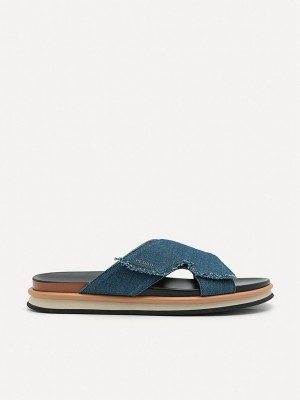 Navy Men's Pedro Harlin Slides | CSGKYB-142