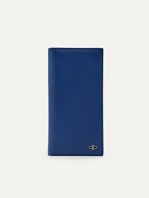 Navy Men's Pedro Icon Leather Long Wallet | ULJWZE-204