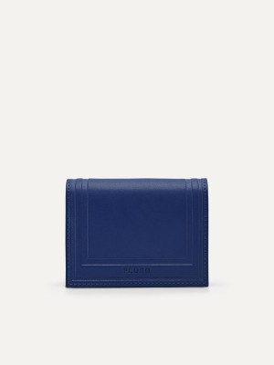 Navy Men's Pedro Leather Card Holder | ADJGMH-947