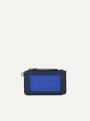 Navy Men's Pedro Leather Card Holder | HPKMBR-687