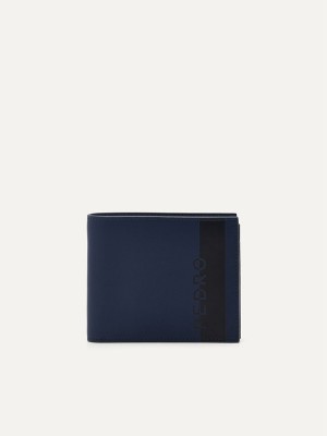 Navy Men's Pedro Leather Flip Bifold Wallet | WOYIVA-637