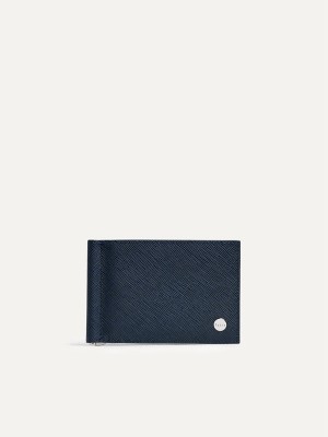 Navy Men's Pedro Leather Money Clip Cardholder Bifold Wallet | XEGDTC-349